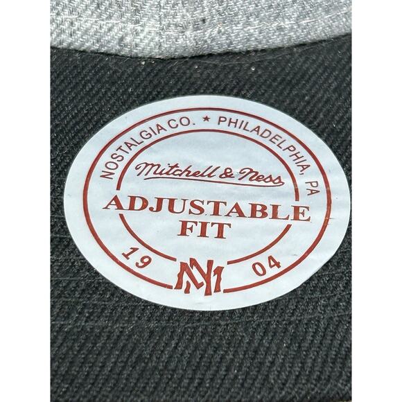 Brooklyn Nets Hat Mitchell & Ness Adjustable Strapback Cap NBA Gray Flat Bill - Picture 2 of 10